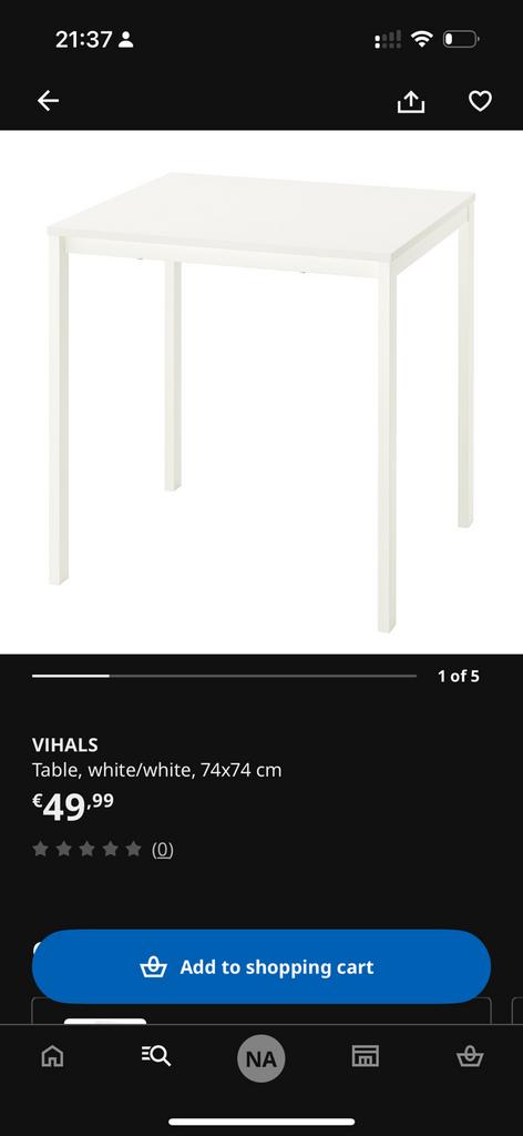 Ikea Vihals Table 74*74, Ophalen, Zo goed als nieuw