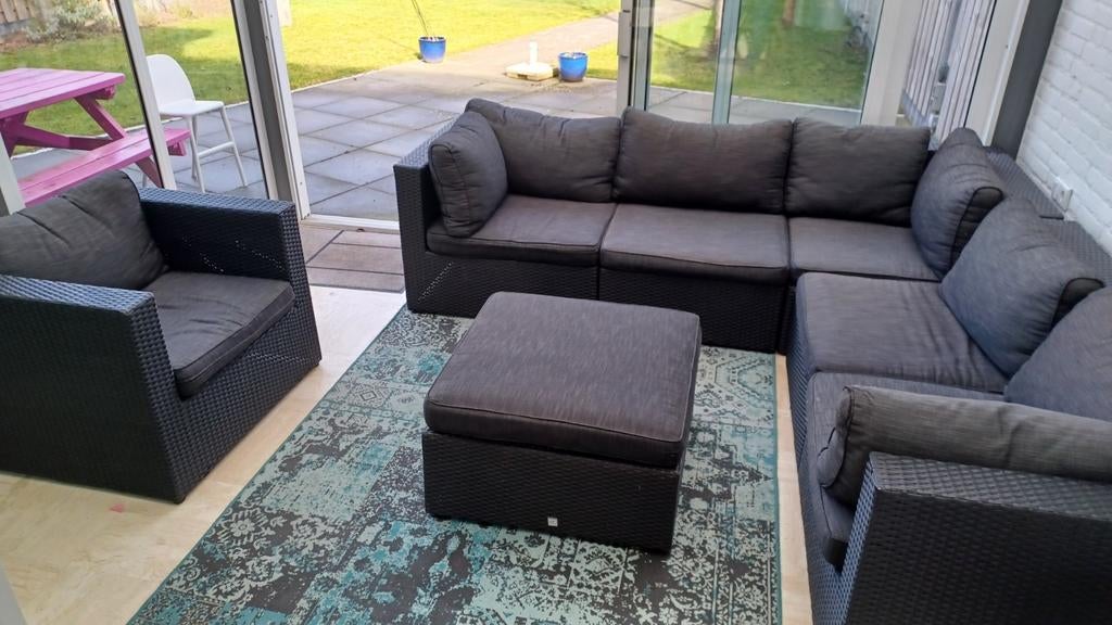 Luxe loungeset met hocker en loungestoel - Serre kwaliteit, Tuin en Terras, Tuinsets en Loungesets, Ophalen, Meer dan 8 zitplaatsen
