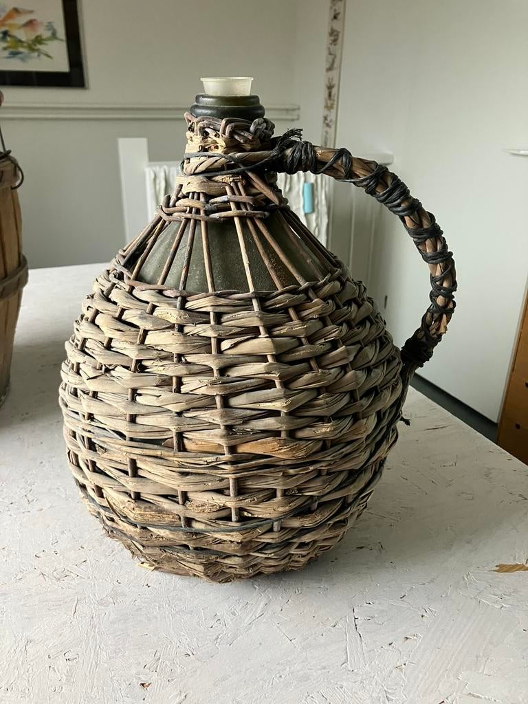 Vintage gistfles in mand uit Frankrijk, Ophalen, Zo goed als nieuw