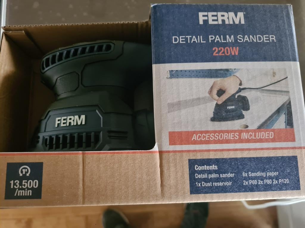 Ferm handpalmschuurmachine 220W, Ophalen of Verzenden, Nieuw, Minder dan 600 watt, Vlakschuurmachine