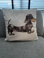 Teckel Kussenhoes - Dubbelzijdig Bedrukt - 45x45cm, Ophalen of Verzenden, Nieuw, Beige, Vierkant