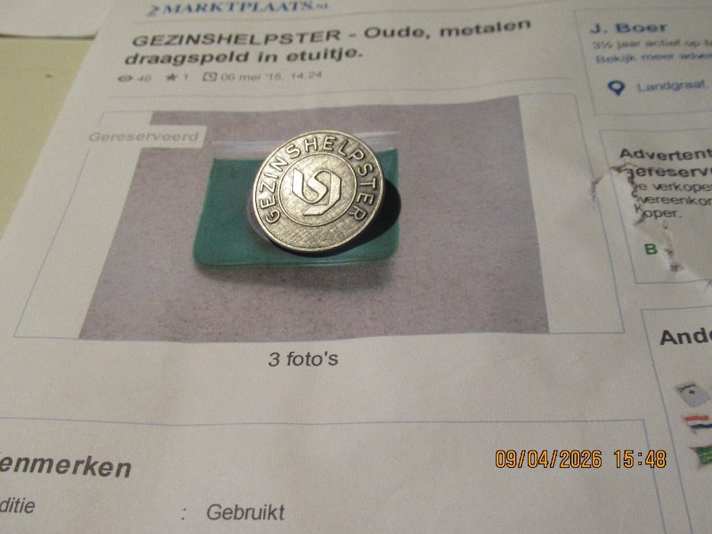 Gezinshelpster, Verzamelen, Verzenden, Landmacht, Nederland, Embleem of Badge