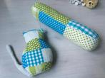 Patchwork kussen set: kat en rolkussen, Huis en Inrichting, Woonaccessoires | Kussens, Ophalen of Verzenden, Zo goed als nieuw