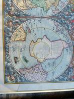 Antieke Wereldkaart: Noord- en Zuidpool, ingelijst, Voor 1800, Ophalen of Verzenden, Wereld, Landkaart