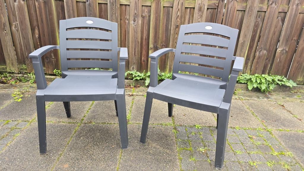 Hartman stapelbare tuinstoelen, grijs, kunststof, Ophalen, Gebruikt, Kunststof, Stapelbaar