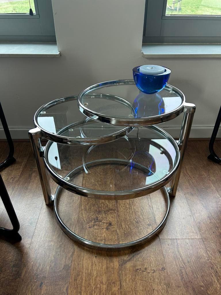 Vintage bauhaus bijzettafel, Minder dan 55 cm, Rond, Zo goed als nieuw, Ophalen