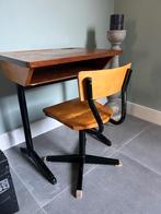 Vintage schoolbureau met stoel - Retro kinderbureau, Ophalen