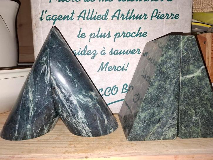 Set van 4 marmeren boekensteunen - Groen marmer, Antiek en Kunst, Antiek | Overige Antiek, Ophalen