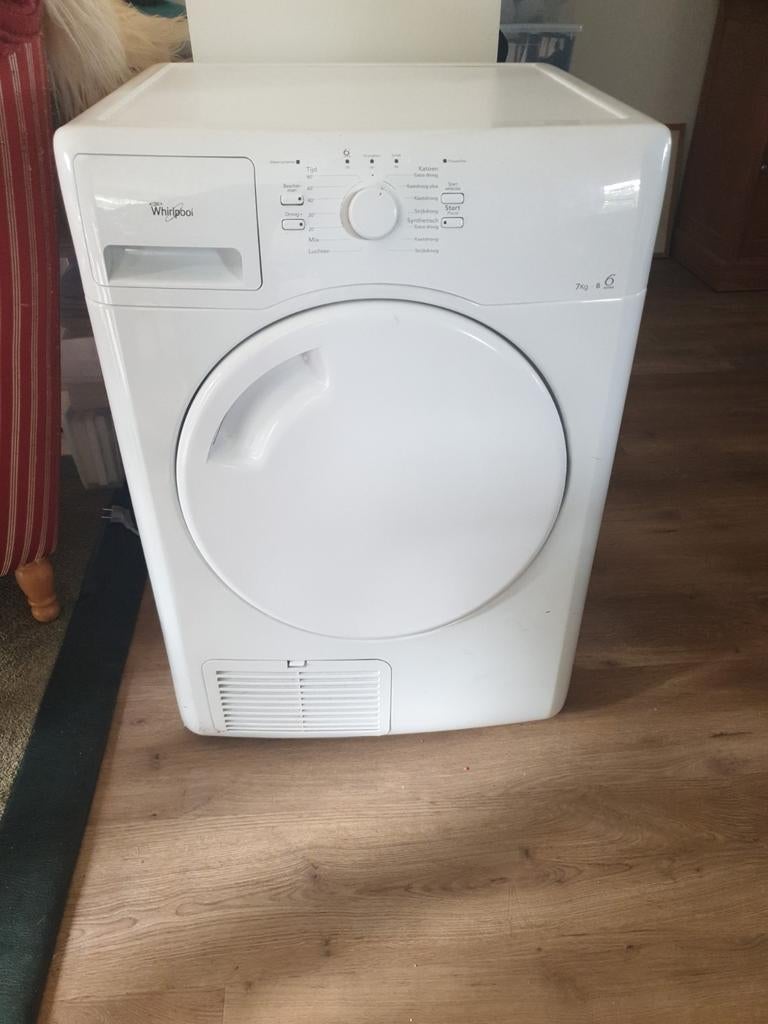 Wasdroger Whirlpool 7kg 6th sense, Witgoed en Apparatuur, Wasdrogers, 6 tot 8 kg, Ophalen, Condens, 85 tot 90 cm