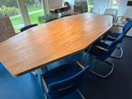 Robuuste kantoortafel met 6 design stoelen, Huis en Inrichting, Ophalen, Gebruikt, 100 tot 150 cm, 200 cm of meer