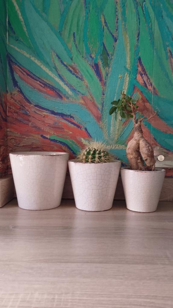 Vintage set potten van Henk Blom Decoration, Tuin en Terras, Bloempotten, Rond, Ophalen of Verzenden, Aardewerk, Minder dan 40 cm