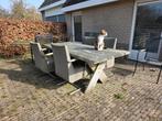 4 seasons outdoor tuinset, 4x sledestoel, 1x houten tafel, Tuin en Terras, Tuinsets en Loungesets, Ophalen, 4 zitplaatsen, Zo goed als nieuw