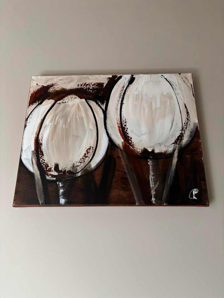 Te koop schilderij Velvety Tulips C.M. Leushuis, Antiek en Kunst, Kunst | Schilderijen | Abstract, Ophalen