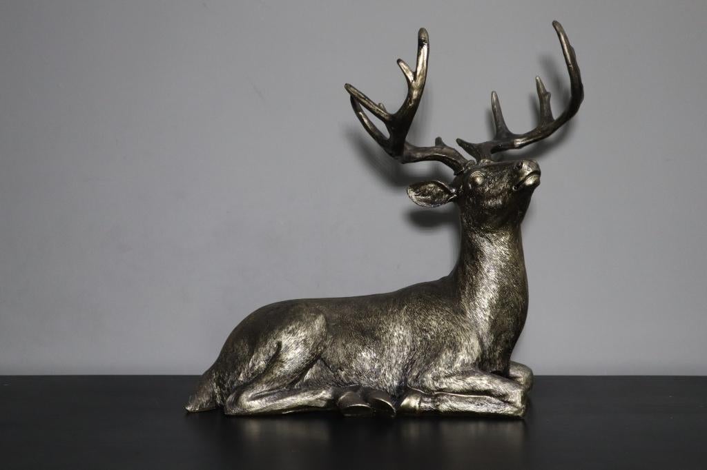 Hert beeld goud 37 cm liggend sculptuur decoratie, Huis en Inrichting, -, Overige stijlen, -, Nieuw