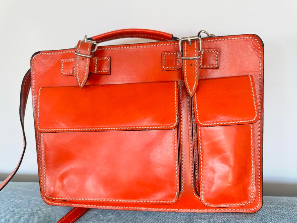 Nieuwe Leren Tas - Oranje Handtas/Schoudertas, Ophalen of Verzenden, Nieuw, Oranje, Handtas