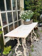 Marmeren Tafel Blad en oud onderstel (ijzer), Ophalen, Gebruikt, 50 tot 100 cm, Minder dan 50 cm