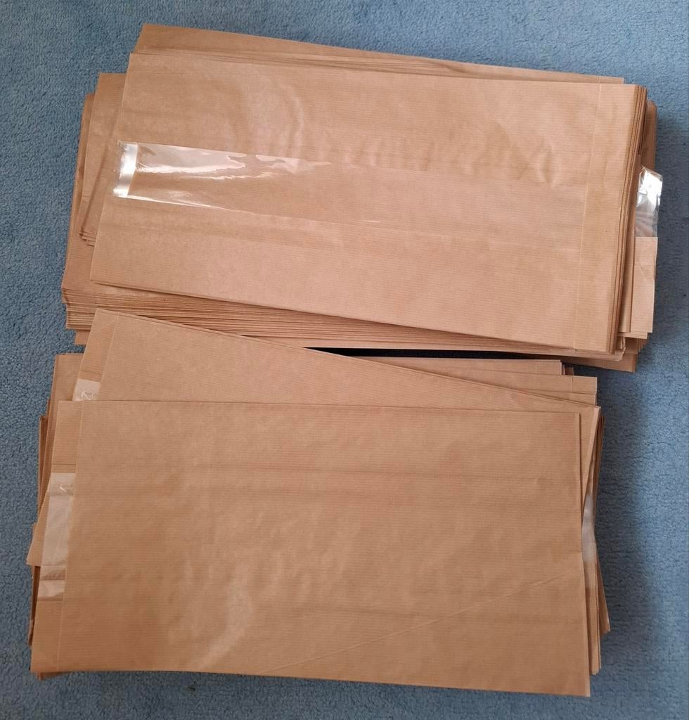 475 Nieuwe papieren zakken met venster, 41x20 cm, Ophalen of Verzenden