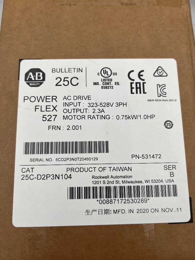 Allen Bradley 25C-D2P3N104 Frequentie Regelaar Nieuw OVP, Rockwell Automation Europe BV Fascinatio Boulevard 350, 3065 WB Rotterdam info@rockwell.com