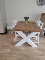 Uitschuifbare eettafel met stoelen., Ophalen of Verzenden