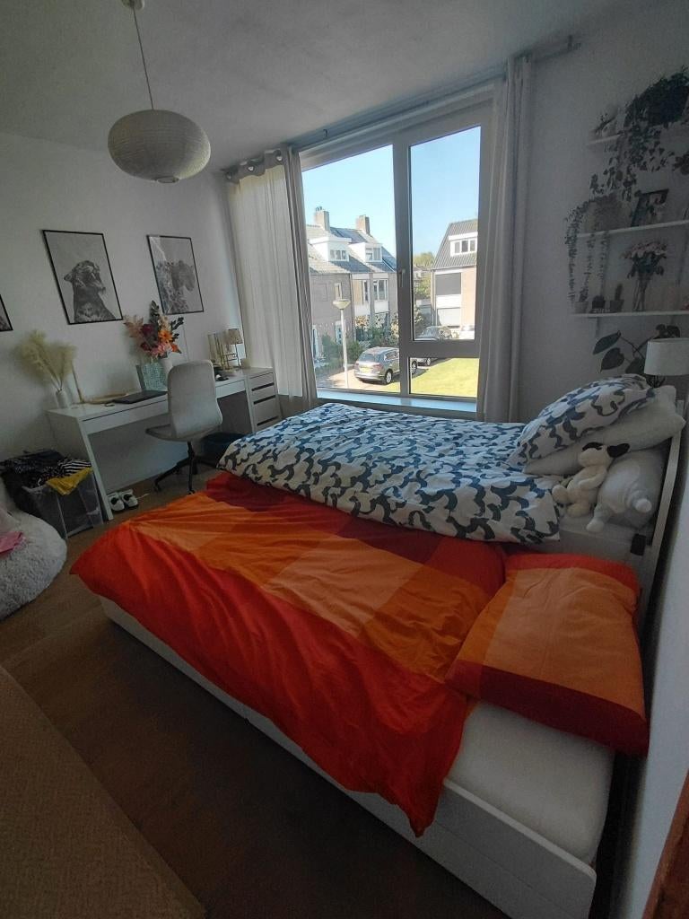 IKEA SLÄKT bedframe met onderbed en opbergruimte (90x200 cm), Ophalen, 90 cm, Eenpersoons, Wit