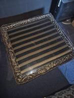 Salon tafel met glazen plaat( poef), Ophalen of Verzenden, Zo goed als nieuw, Rond, Hout