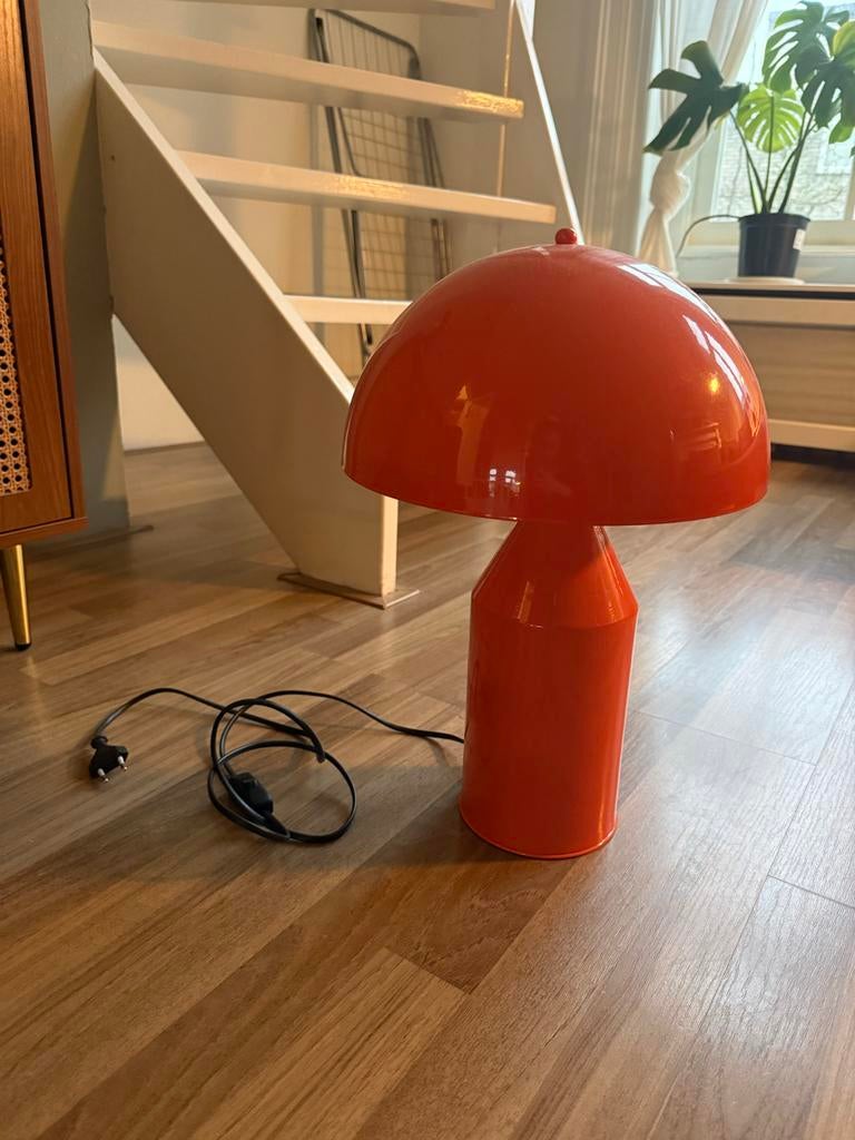 Vintage Oranje Paddestoel Lamp - Jaren '70 Stijl, Huis en Inrichting, Lampen | Tafellampen, Ophalen, Gebruikt, Kunststof, 50 tot 75 cm