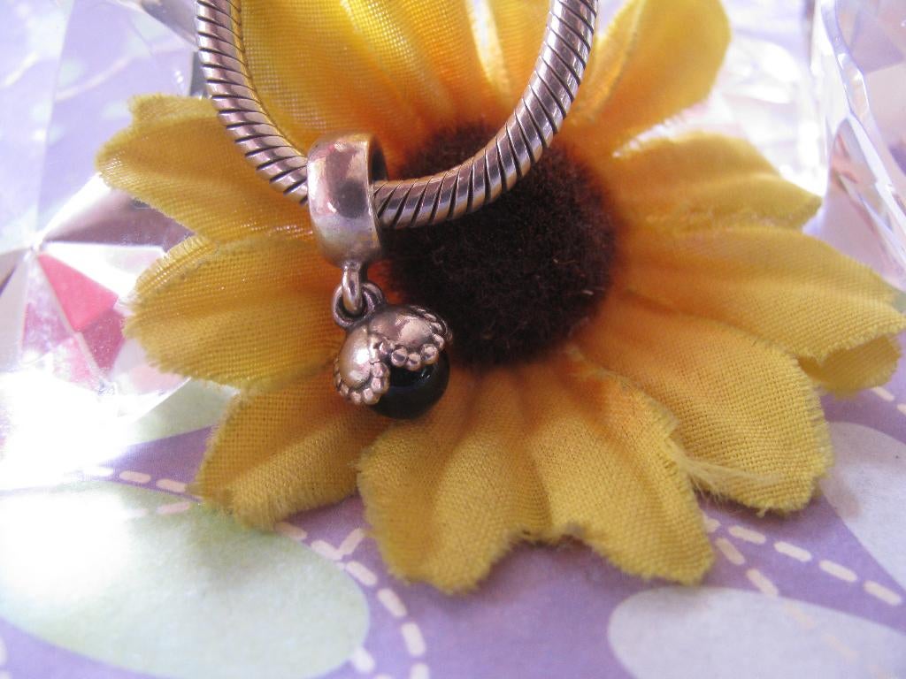 Pandora DANGLE bedel 790379O = druppel ONIX # ONYX, Pandora, Ophalen of Verzenden, Zo goed als nieuw, 1 bedel