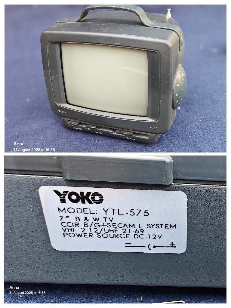 Vintage Yoko YTL-575 Mini TV - 7 inch Zwart-Wit - Retro, Audio, Tv en Foto, Vintage Televisies, Ophalen of Verzenden, Gebruikt