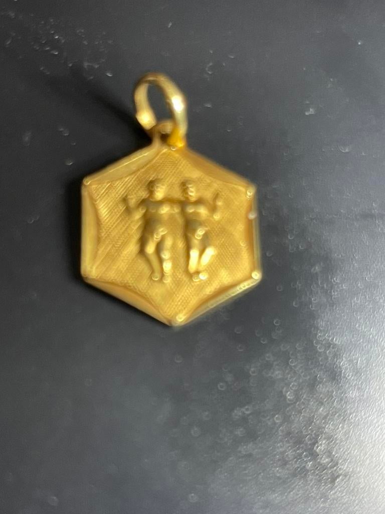 18karaat sterrenbeeld tweelingen, Ophalen of Verzenden, Zo goed als nieuw, Kruis of Symbool, Goud