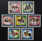 Guinea - Paarden - Chinese kunst - 7 prachtige zegels, Ophalen of Verzenden, Gestempeld, Dier of Natuur