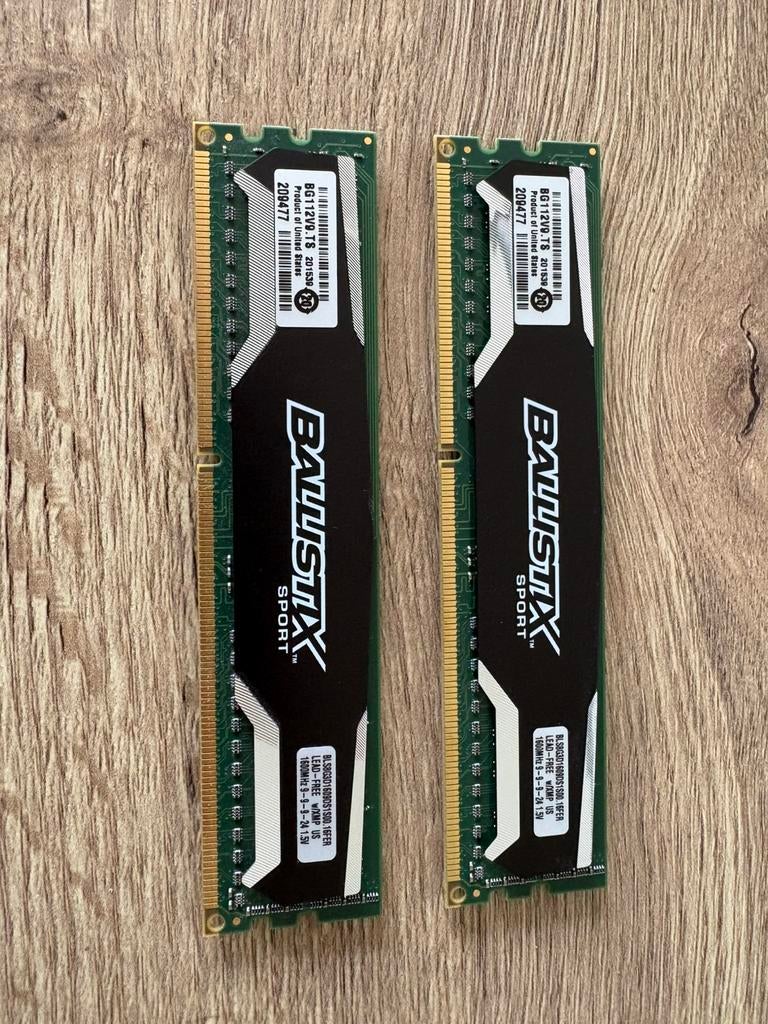 Crucial Ballistix 16GB DDR3 RAM 1600 MHz, Computers en Software, RAM geheugen, Gebruikt, DDR3, Ophalen of Verzenden, Desktop