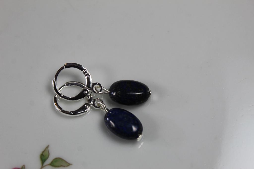 Creolen met lapis lazuli - Moederdag kado - Edelsteen oorbel, Hangers, Blauw, Nieuw, Ophalen of Verzenden