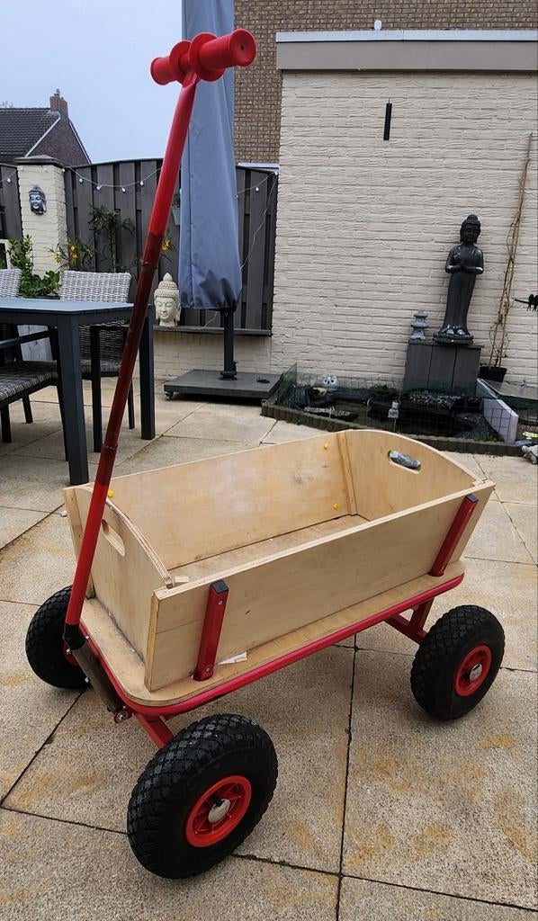 Stevige houten bolderkar met luchtbanden, Ophalen, Gebruikt