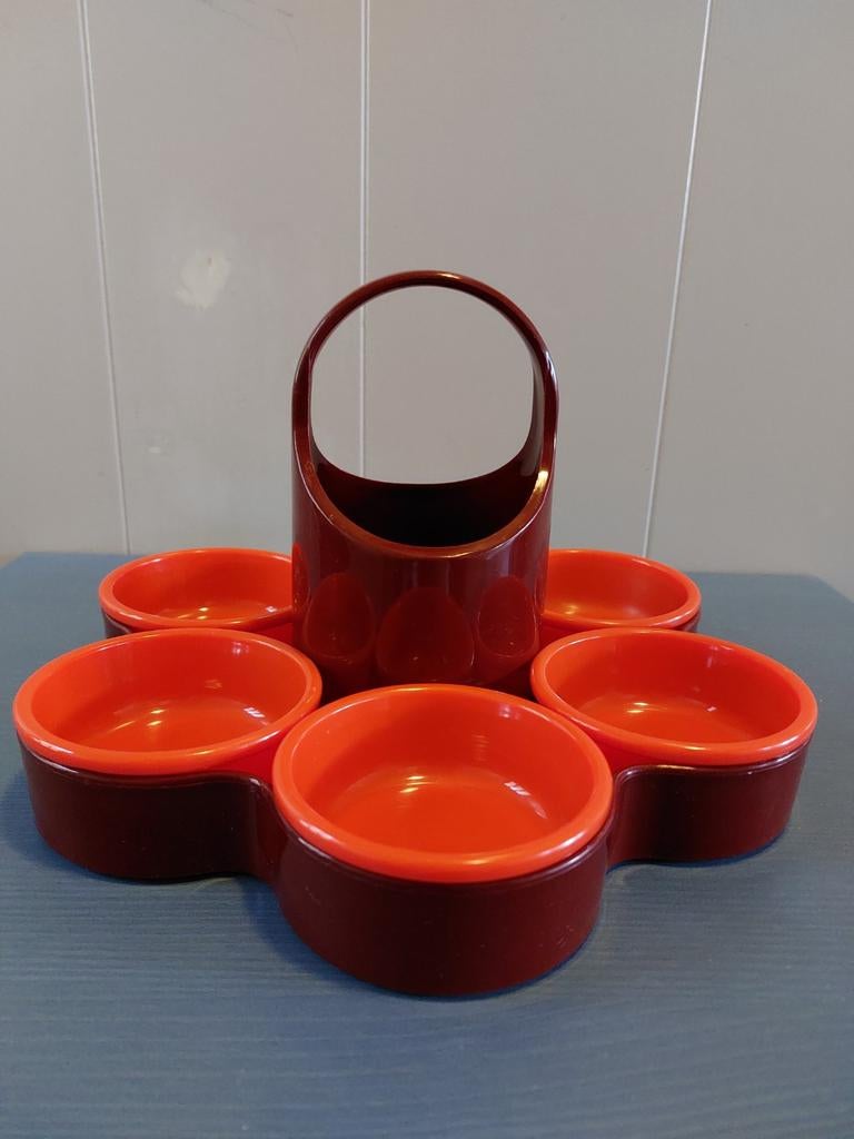 Emsa snackschaal bloemvorm oranje rood vintage, Ophalen of Verzenden, Huis en Inrichting