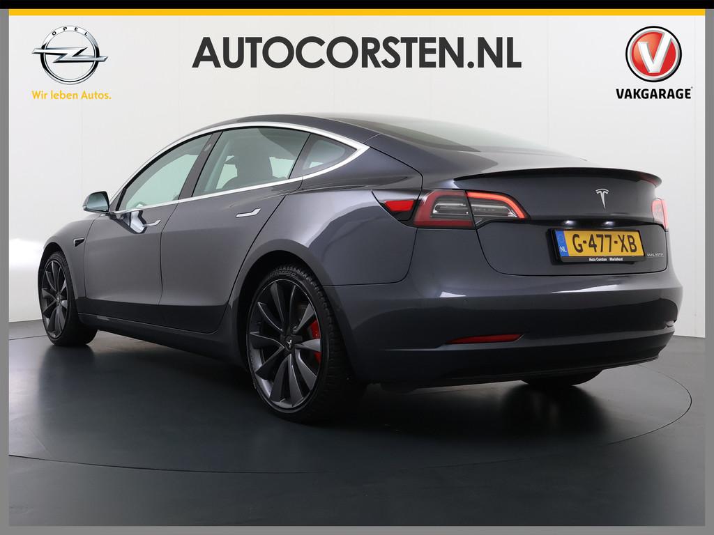 Tesla Model 3 Performance 513pk AWD Lmv 20" AutoPilot Panora, Auto's, Tesla, 82 kWh, Vierwielaandrijving, Zilver of Grijs, 84 €/maand