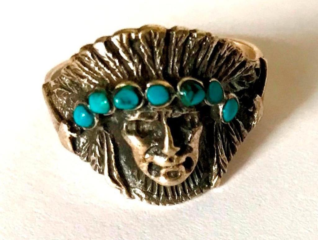 925 Sterling zilveren NAVAJO Turquoise ring Indiaan mt 19, Ophalen, Zilver, Ring, Met edelsteen