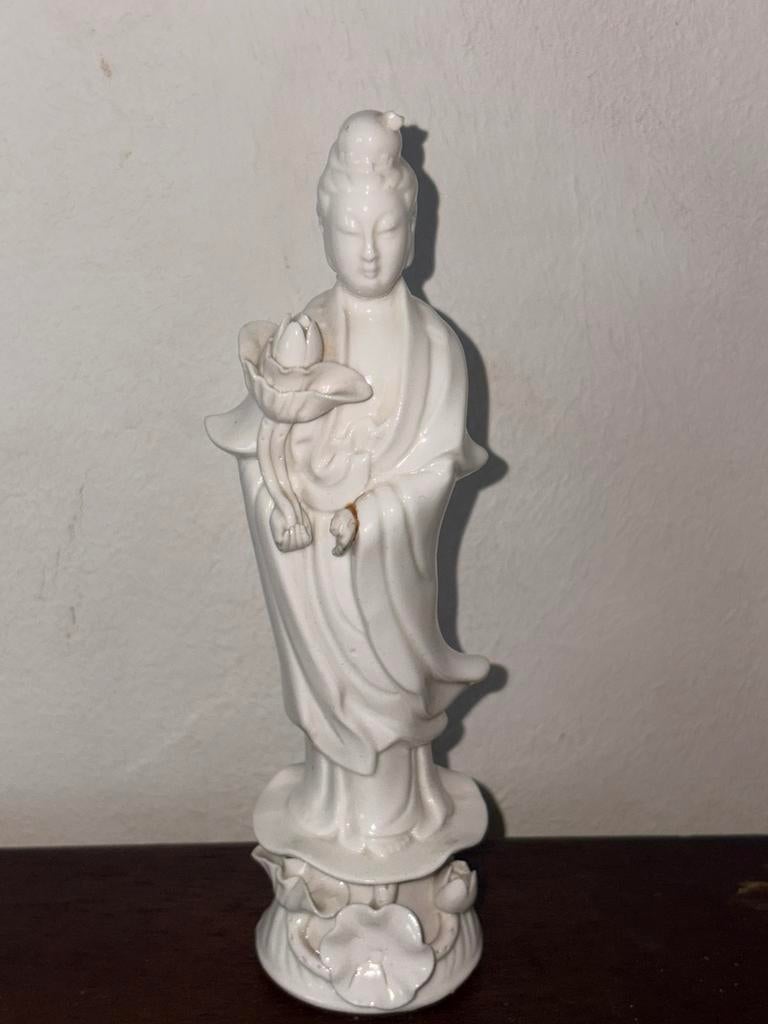 Vintage Blanc de Chine Guanyin beeldje Dehua sculptuur, Ophalen of Verzenden
