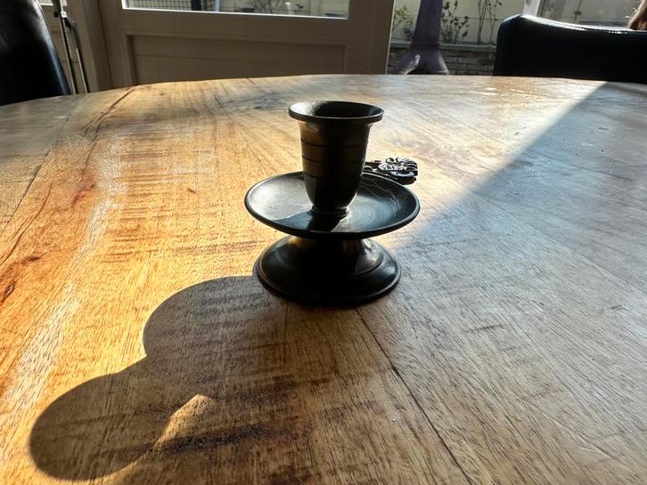 Vintage tinnen handkandelaar , beyer, regenbrecht&Hellwig, Antiek en Kunst, Antiek | Vazen, Ophalen of Verzenden