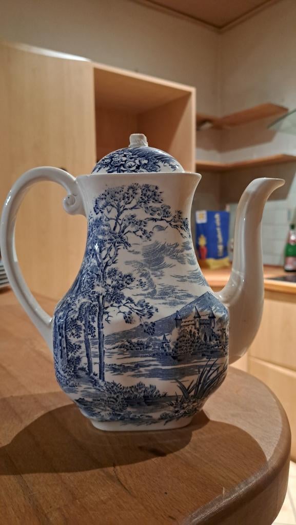 Antieke Engelse Theepot,  blauw wedgwood countryside, Antiek en Kunst, Ophalen of Verzenden
