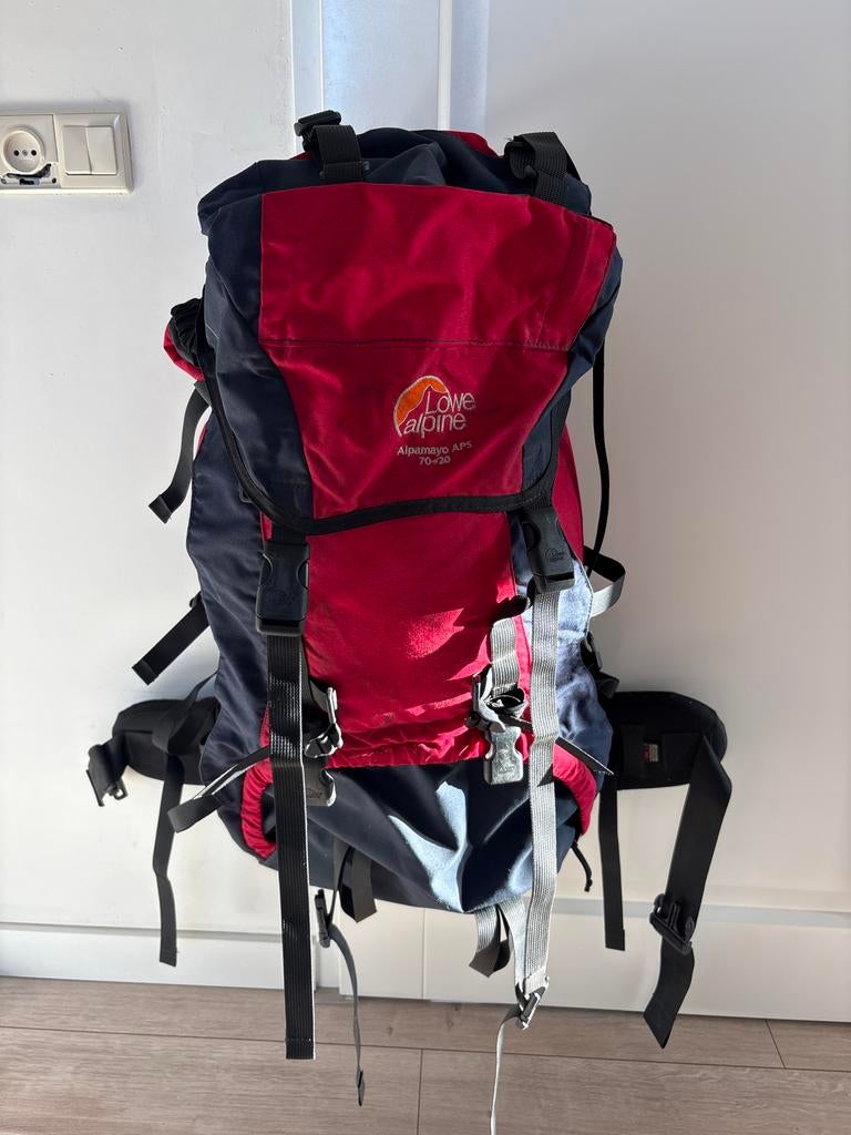 Lowe Alpine Alpamayo APS 70+20 Backpack - Donkerblauw/Rood, Sport en Fitness, Bergsport en Wandelen, Ophalen, Gebruikt, Rugzak