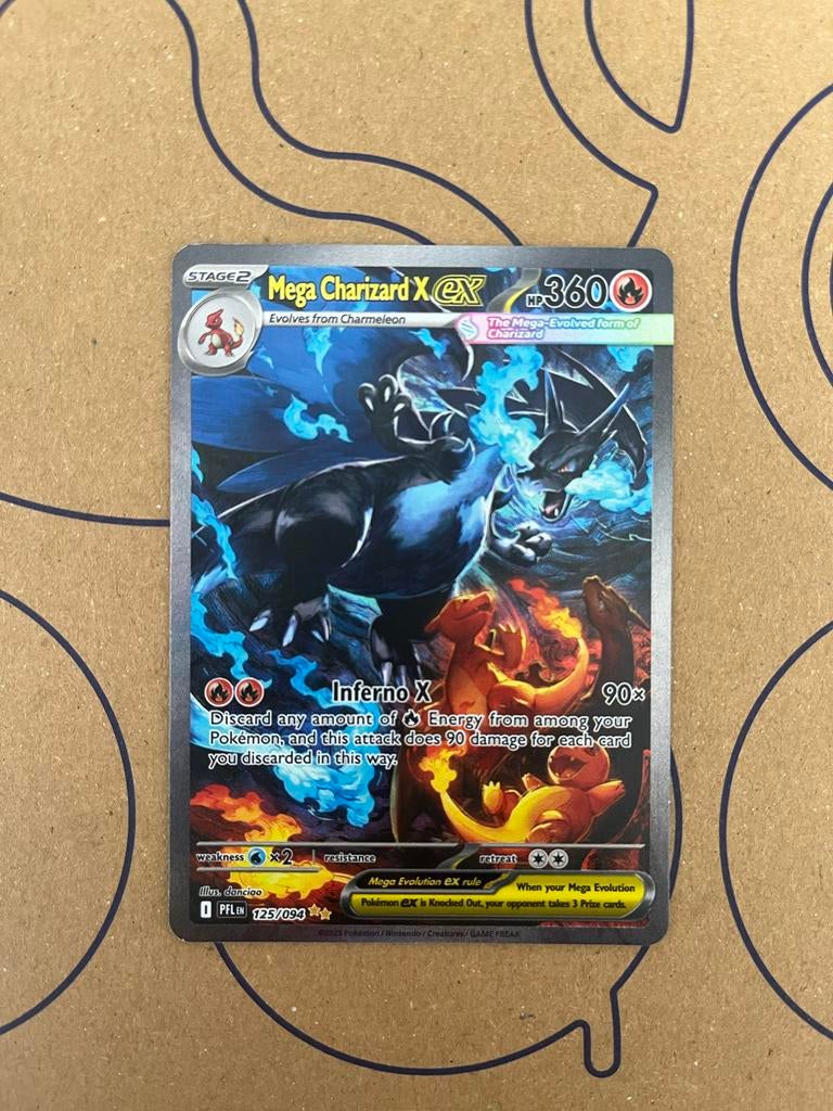 Mega Charizard X 125 EX SIR Pokémon Kaart Phantasmal Flames, Ophalen of Verzenden, Zo goed als nieuw, Losse kaart, Foil