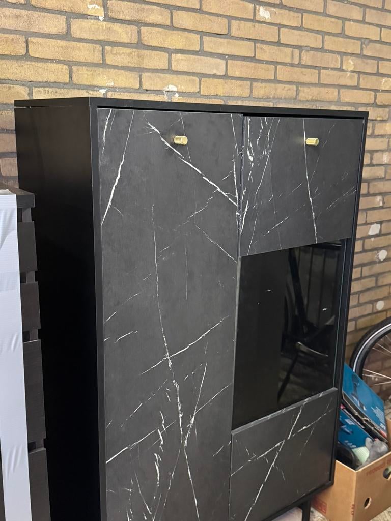 Marmer vitrinekast, Huis en Inrichting, Kasten | Vitrinekasten, Ophalen, Zo goed als nieuw, 25 tot 50 cm, 50 tot 100 cm