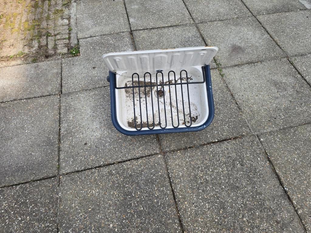 Wasbak met rooster wit/blauw, Ophalen