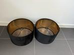2 velours lampenkappen zwart goud (Lumidora nieuw in doos), 25 tot 50 cm, Zwart, Rond, Nieuw