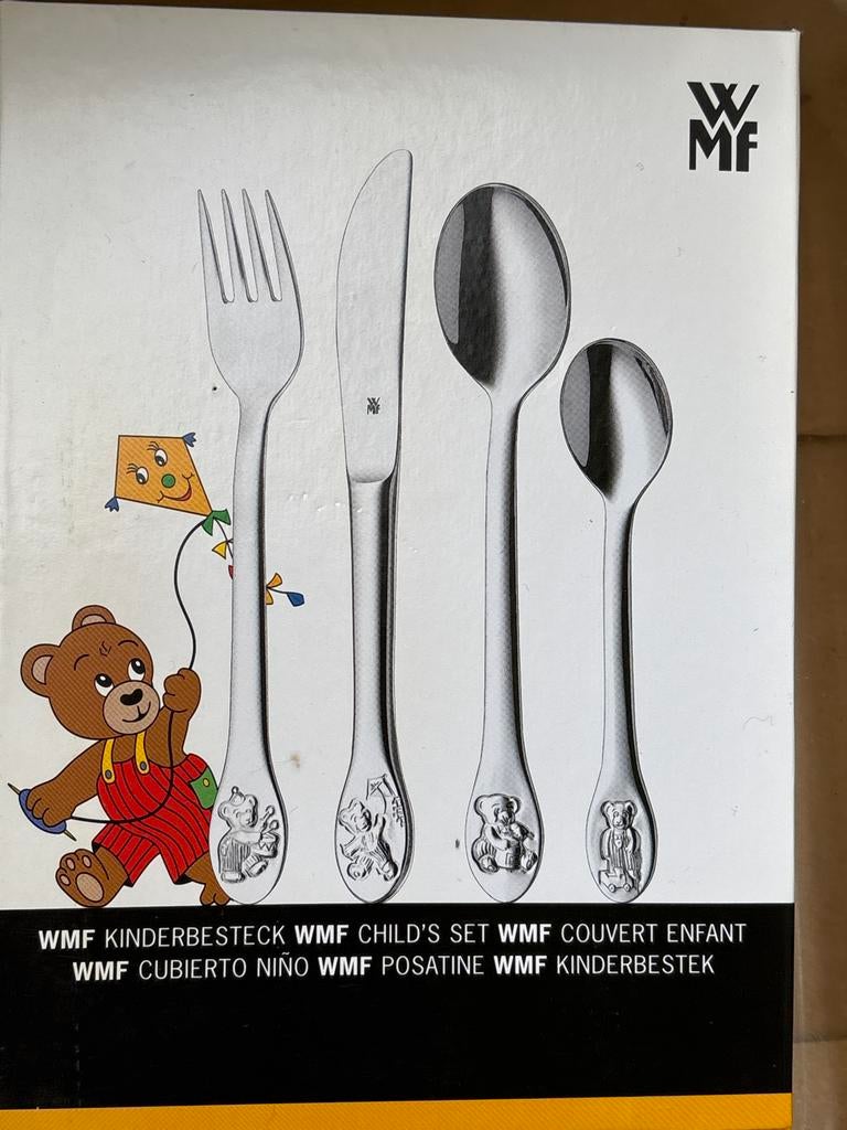 WMF Kinderbestekset met Beer Design - Nieuw in Doos, Ophalen, Nieuw, Vaatwasserbestendig, Zilver
