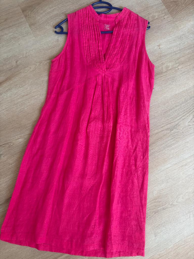 120% lino cerise jurk it. 42 Eur.mt 38, Maat 38/40 (M), Verzenden, 120% lino, Zo goed als nieuw