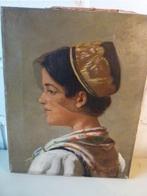 antiek portret meisje in Tracht op canvas, Ophalen