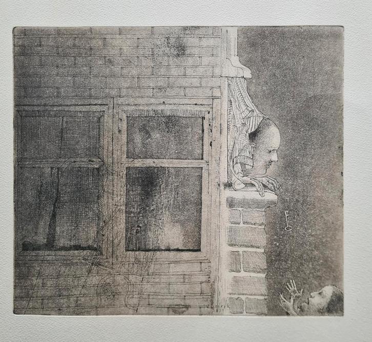 Co Westerik :ets, Antiek en Kunst, Kunst | Etsen en Gravures, Ets, Dagelijks leven, 1950 - 1999, Ophalen