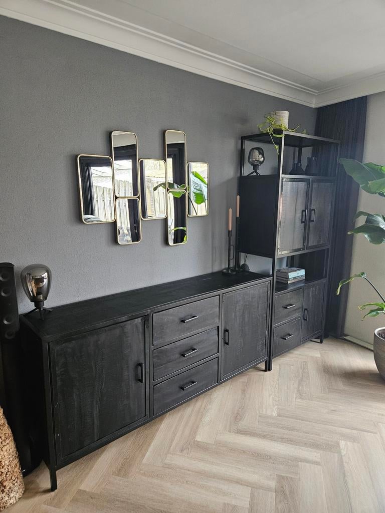 Dressoir van New Nomads - zwart, Huis en Inrichting, Kasten | Dressoirs, Ophalen, Zo goed als nieuw, 25 tot 50 cm, 150 tot 200 cm