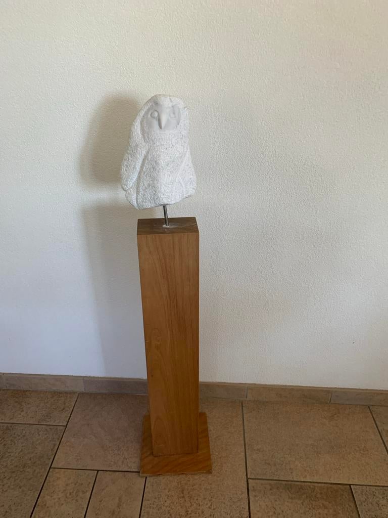 Uil Beeld op Houten Sokkel, Ophalen, 50 - 100 cm, Handgemaakt, Beeld